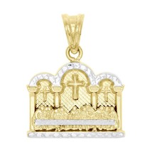 14K Two Tone Gold Plated Diamond Cut Last Supper Pendant 1&quot; Closed Back Charm - £98.67 GBP