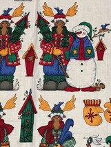 Merry Christmas Moose Panel Snowman Moose Appliques Sweater VTG Fabric S... - $6.81