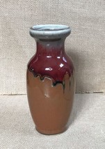 Hosley Potteries Rustic Red Brown Drip Glaze Vase 6 1/4 Inches Cottagecore - £11.87 GBP