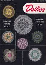 1953 Doilies Crochet Knitted Hairpin Patterns Star Book No 104 American Thread  - £8.01 GBP