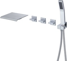 Qinkell Waterfall Tub Filler Wall Mounted Bathtub Faucet With Handheld S... - £103.77 GBP