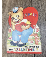 Vintage Valentine Card Bear S&#39;pose Ya&#39; Could Be 1930s - $5.99