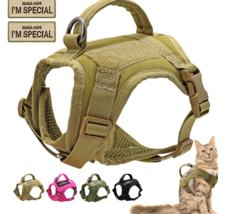 Nylon Cat Harness Vest with 2 Sticker Military Tactical Cats Harness Wit... - £13.34 GBP