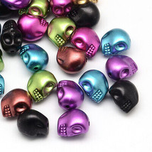 10 Metallic Skull Beads Assorted Lot Acrylic Matte 13mm Jewelry Supplies Set  - £4.42 GBP