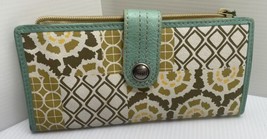 Fossil Leather Clutch Wallet Organizer What Vintage Are You Yellow Aqua ... - £11.14 GBP