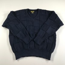 Ballarat Gold Interknit Sweater Mens Extra Large Navy Blue Textured V Ne... - $28.04