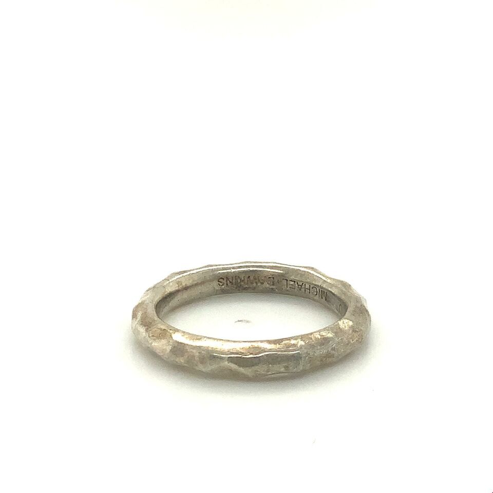 Vintage Signed Sterling 925 Michael Dawkins Thailand Handmade Hammer Ring Band 6 - $44.55