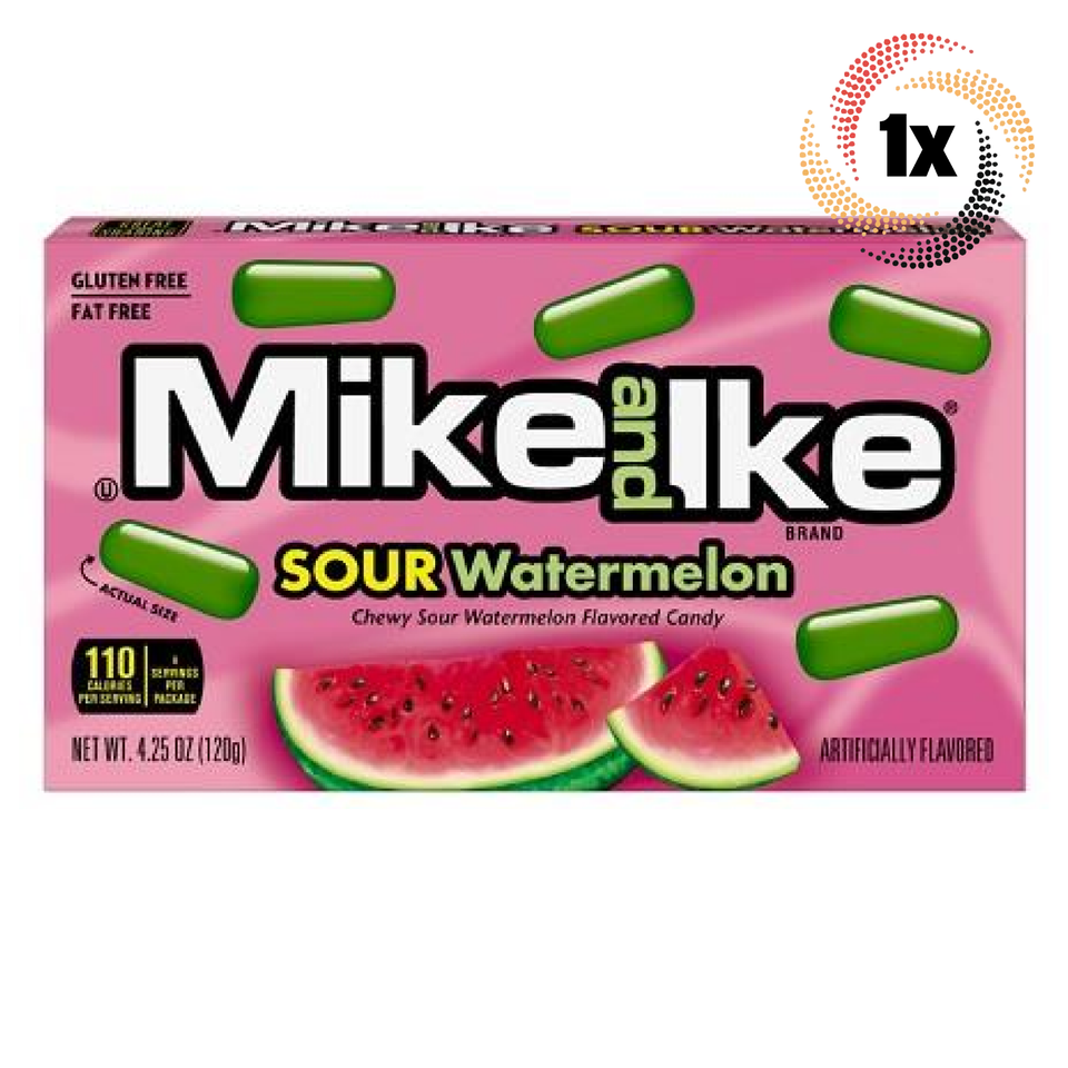 1x Pack | Mike &amp; Ike Sour Watermelon Assorted Chewy Flavored Candy | 4.25oz - $9.61