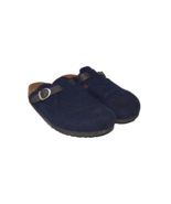 LL Bean Clogs Mens 44 Blue Wool Felt Slip On Strap Mule Cork - $37.59