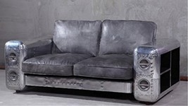 NauticalMart Vintage leather And Aluminium Sofa Set - £2,083.65 GBP