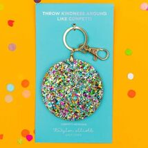 Glitter Confetti Acrylic Circle Keychain — One-of-a-Kind Sparkle - $17.82