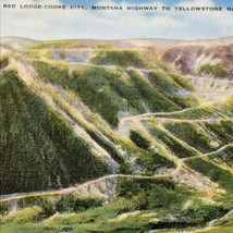 Montana Highway To Yellowstone Vintage Postcard Linen Switchbacks Americana West - £7.93 GBP