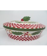 Tara Temptations Winter Holly Oval 2 Quart Covered Casserole With Lid  R... - £15.62 GBP