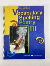 A Beka Vocabulary Spelling Poetry III TEACHER KEY 4th Edition Spiral Bound ABeka - £2.72 GBP