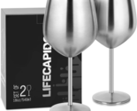 Stainless Steel Wine Glasses Set of 2, 18Oz Stainless Steel Wine Goblets... - £32.74 GBP
