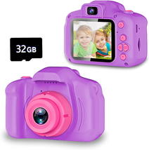 Kids Selfie Camera, Age 3-9, with 32GB SD Card-Purple - £44.72 GBP+