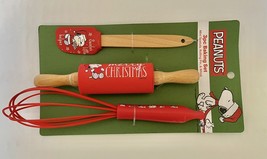 Snoopy Peanuts 3 Piece Baking Set New Silicone Mini Spatula Rolling Pin Whisk - £14.93 GBP