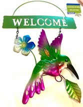 Welcome Door Hanger Beautiful Colorful Bird Flower America - £13.43 GBP