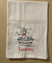 Handmade day of the week embroidered dalmatian dog flour sack towel set - £25.95 GBP