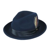 Mens Bruno Capelo Dress Hat Australian Wool Crushable Fedora Giovani UN102 Navy image 6