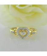 1.5CT Lab Created Diamond Hearts Solitaire Engagement Ring 14k Yellow Gold Over - £67.91 GBP