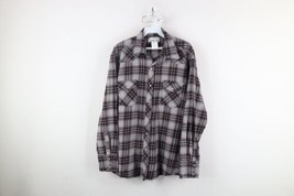 Vintage Wrangler Western Mens XL Faded Flannel Snap Button Collared Shirt Plaid - £34.42 GBP