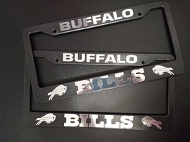 Set of 2 Buffalo Bills Car License Plate Frames Black Plastic Aluminum A... - $25.19+