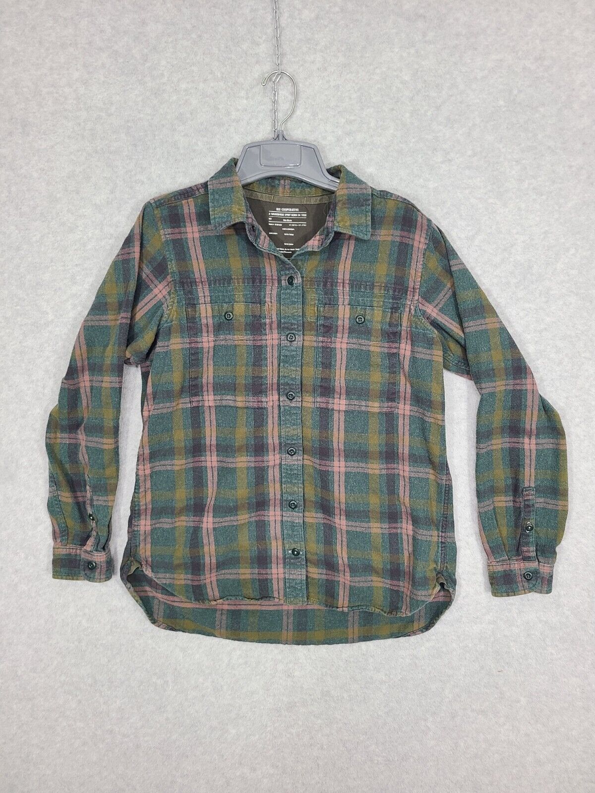 Primary image for REI Coop Women's Flannel Shirt Long Sleeve Green Plaid Medium Hiking Fishing