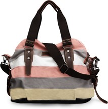 Multi-Color Striped Canvas Handbag  - £38.65 GBP