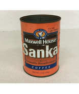 Vintage Maxwell house Sanka coffee orange metal can kitchen decor movie ... - $19.75