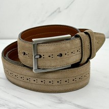 Nordstrom Tan Suede Leather Belt Size 38 Mens Made in USA - $21.77