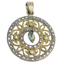 vintage gold over sterling filigree two tone pendant signes FAS - £31.97 GBP