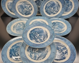 12 Royal Currier Ives Blue Dinner Plates Set Vintage Old Grist Mill Dish... - £105.75 GBP