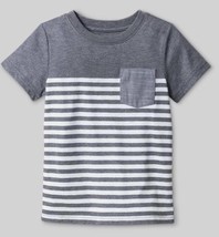  Cat &amp; Jack Grey Stripe Infant Toddler Boys Shirt 18M 2T 3T 5T NWT - £4.78 GBP