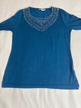 Beta's Choice Women's Turquoise Long Sleeve Shirt Top Measured Chest 34" image 6