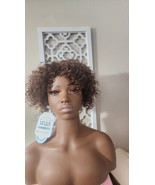 HUA Kinky Curly Short Wigs for Black Women Human Hair Chocolate Brown Mi... - £31.15 GBP