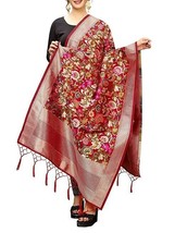 Banarsi Dupatta Chunni in-fashion Silk ethnic Printed Women embroidery Petal Red - £29.24 GBP