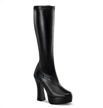 PLEASER Sexy 5&quot; Chunky Heel Matte Black Platform Knee High Boots ELE2000Z/B/PU - £56.58 GBP