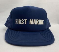 Vintage First Marine Trucker Hat Adjustable Snapback Cap 80s 90s Foam - £12.05 GBP
