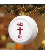 Christmas Ball Ornament &quot;Peace Sign&quot; with a Tree or Bells on the back - $311.03 MXN