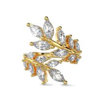 Fantasy French Wheat Marquise Open Rings: 925 Sterling Silver Rhodium 18K Gold P - £24.66 GBP