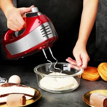 Upgrade 5-Speed Hand Mixer with Turbo, 5 Stainless Steel Accessories - Red - £52.75 GBP