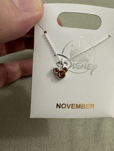 Disney Parks Mickey Mouse Faux Topaz November Birthstone Necklace Silver Color image 1