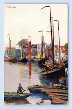 Boats on Water At Dock Volendam Holland UNP Unused DB Postcard I16 - £3.30 GBP