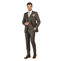 Men Suit BERLUSCONI Turkey 100% Italian Wool Super 180's 3pc Vested #Ber6 Brown image 5