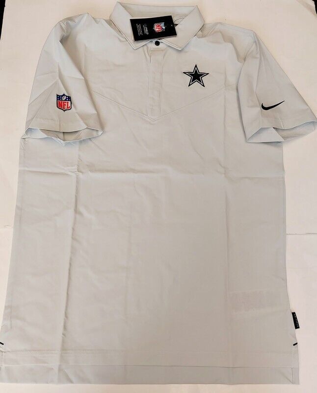Nike Dri Fit Dallas Cowboys Sideline Lockup Sideline Polo Shirt Mens Large Gray - $57.68