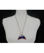 BEACHCOMBERS PENDANT NECKLACE DICHROIC GLASS DOLPHIN TAIL TRICOLOR SLVR ... - £20.39 GBP