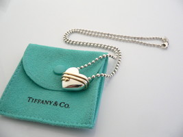 Tiffany &amp; Co Silver 18K Gold Heart Arrow Necklace Pendant Bead 18 Inch Gift Love - £431.07 GBP