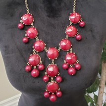 ILY Couture Women Red Bubble &amp; Bead Collar Statement Necklace with Lobster Clasp - £23.46 GBP
