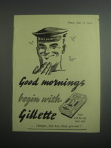 1948 Gillette Razor Blades Ad - Good mornings begin with Gillette - Sailor - $18.49